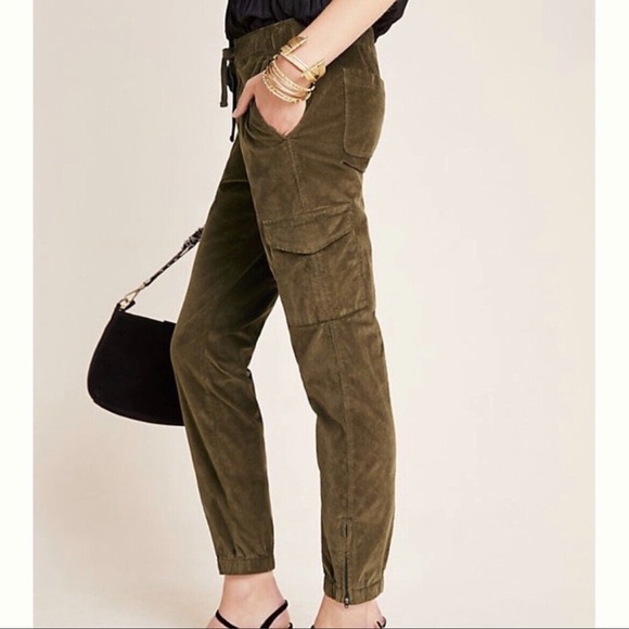Anthropologie Sanctuary Mia Corduroy Cargo Jogger Ankle Zip, Olive Size Small - Picture 2 of 11